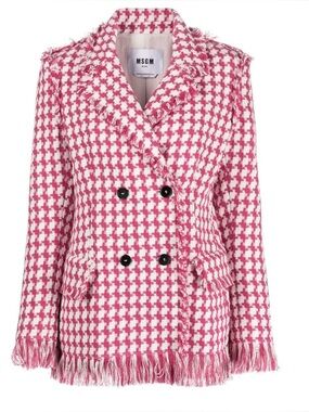 MSGM Pink & White Tweed Double Breasted Pant Suit. Size 38/2